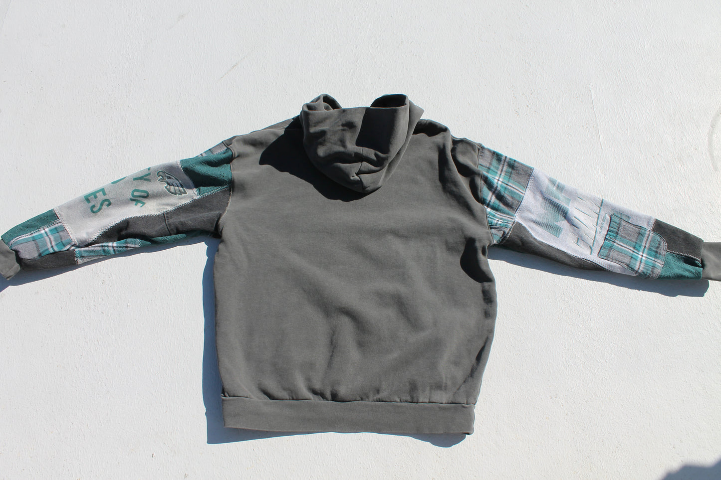 Eagles Plaid & Denim Patchwork Hoodie
