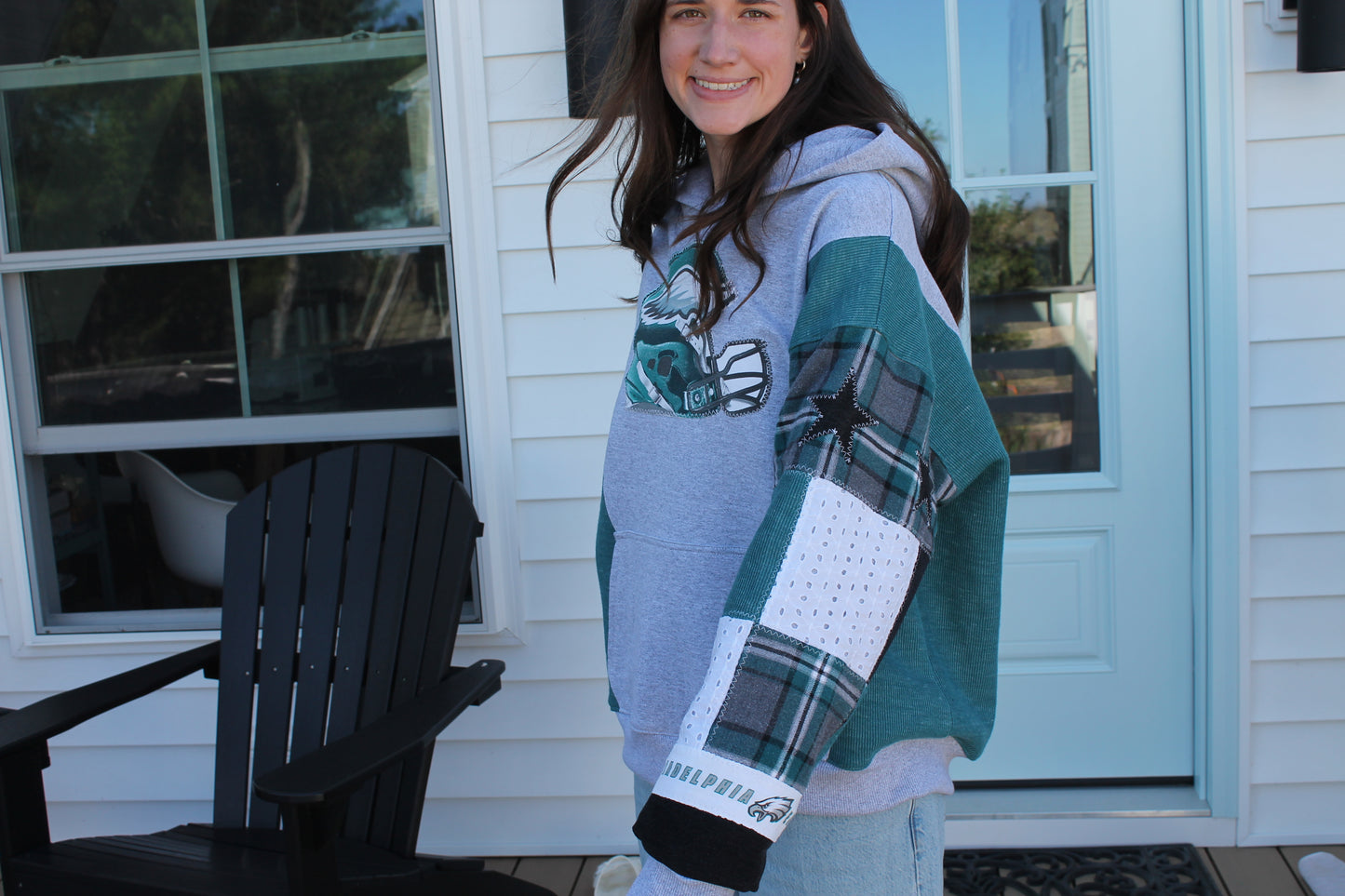 Eagles Helmet Patchwork Hoodie
