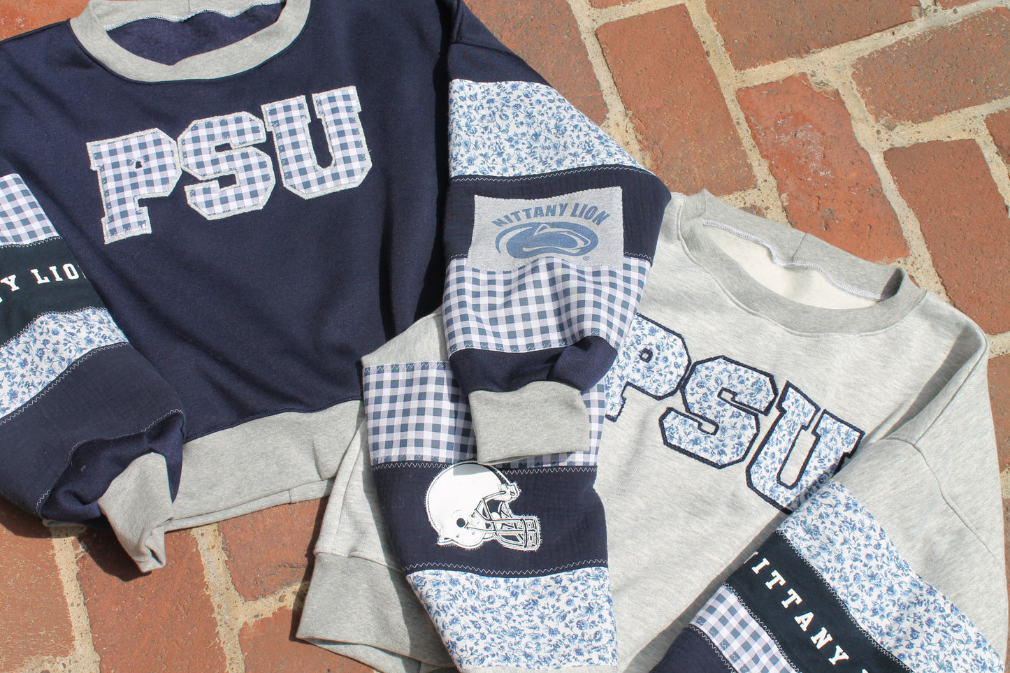 PSU Gingham & Floral Patchwork Crew neck