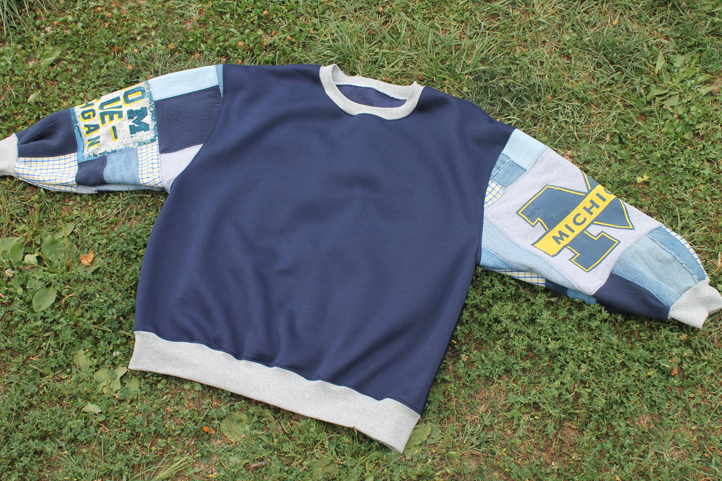 University of Michigan Patchwork Crew Neck