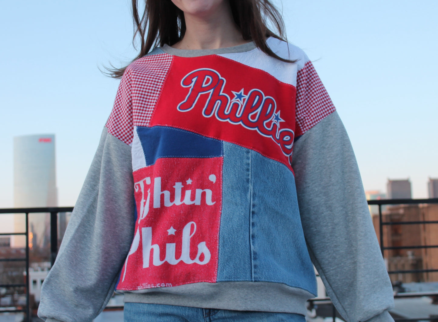 Phillies Red Front Patchwork Sweatshirt