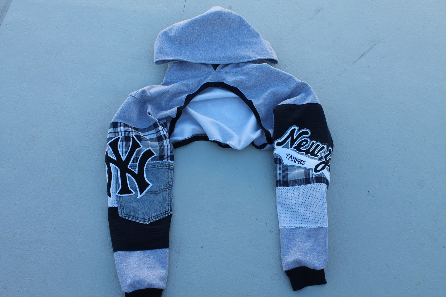 Yankees Patchwork High Cropped Hoodie