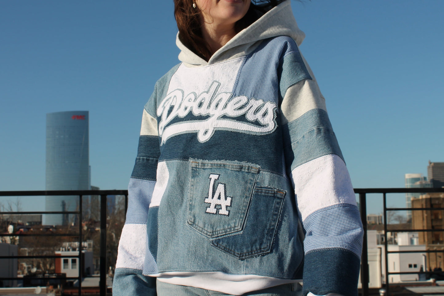 Dodgers Denim x Gingham Patchwork Hoodie