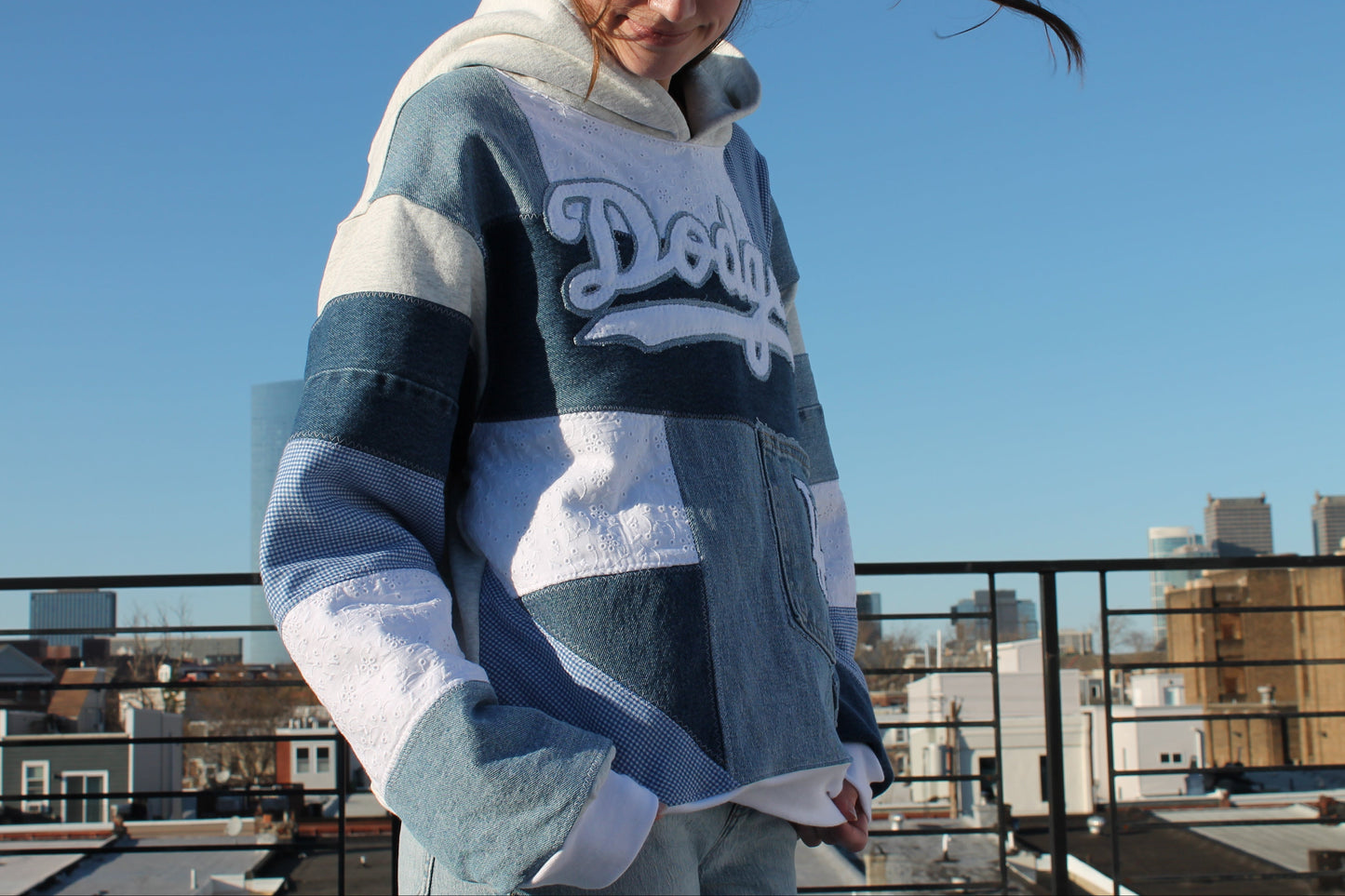 Dodgers Denim x Gingham Patchwork Hoodie