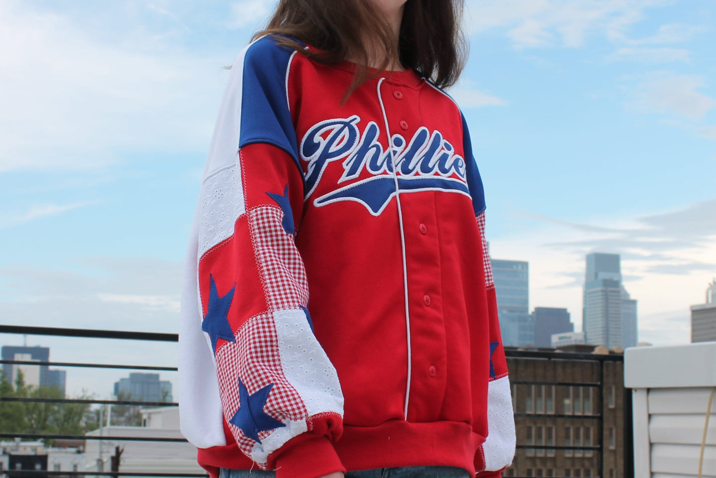 Reworked Phillies Jersey Patchwork Sweatshirt