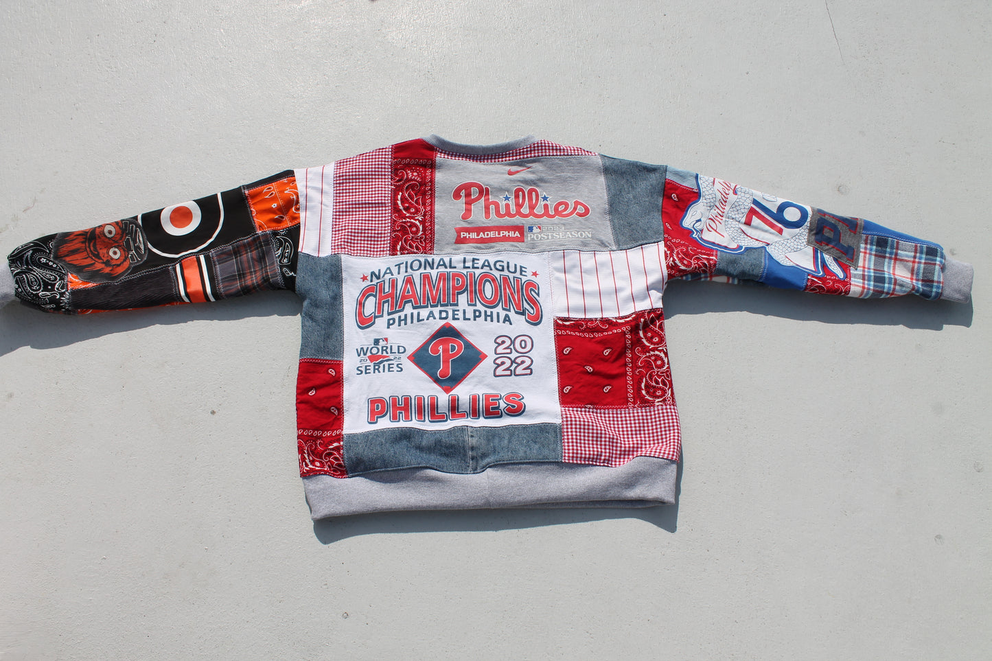 Philly Eagles x Phillies x Sixers x Flyers Patchwork Crew Neck