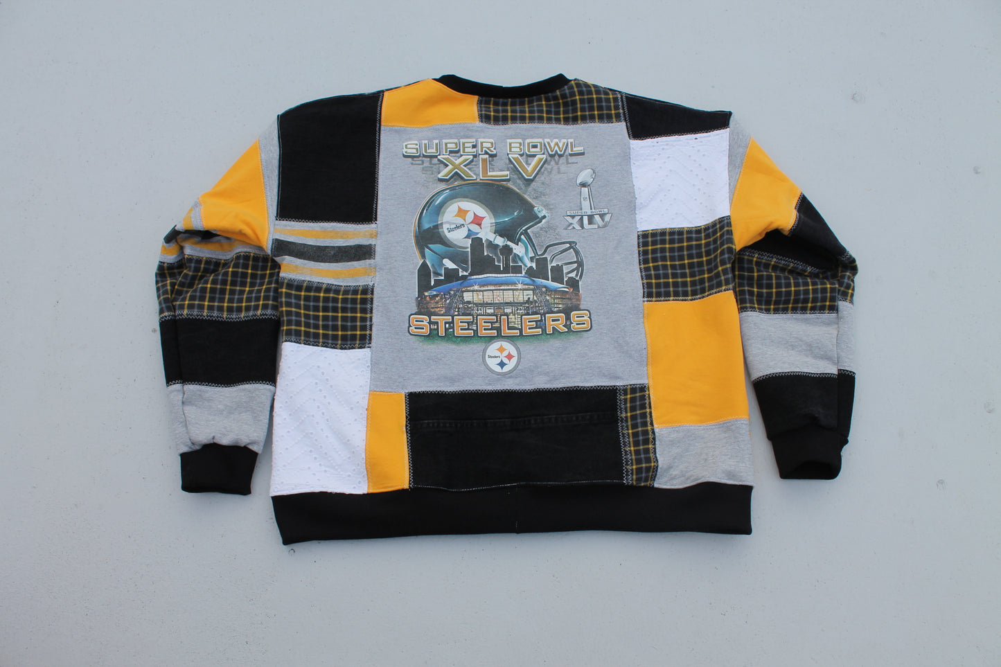 Steelers Plaid x Lace Full Patchwork Crew Neck