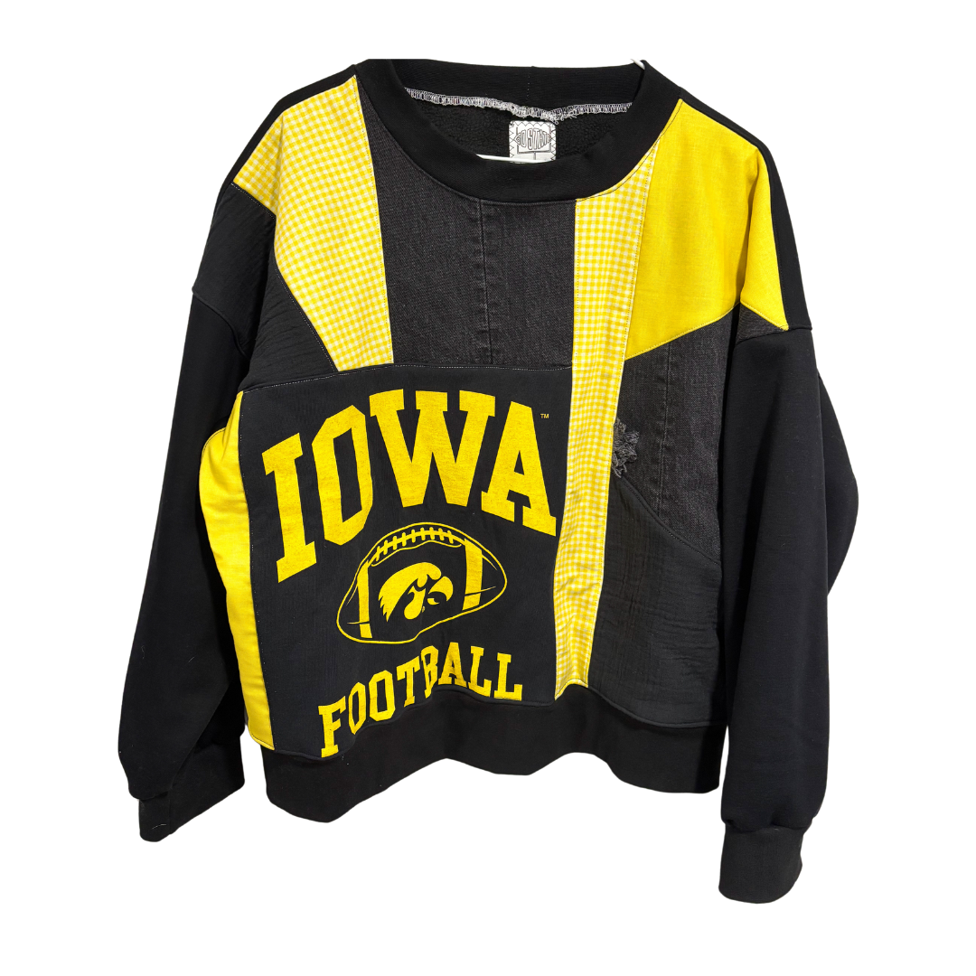 University of Iowa Handcrafted Patchwork Sweatshirt