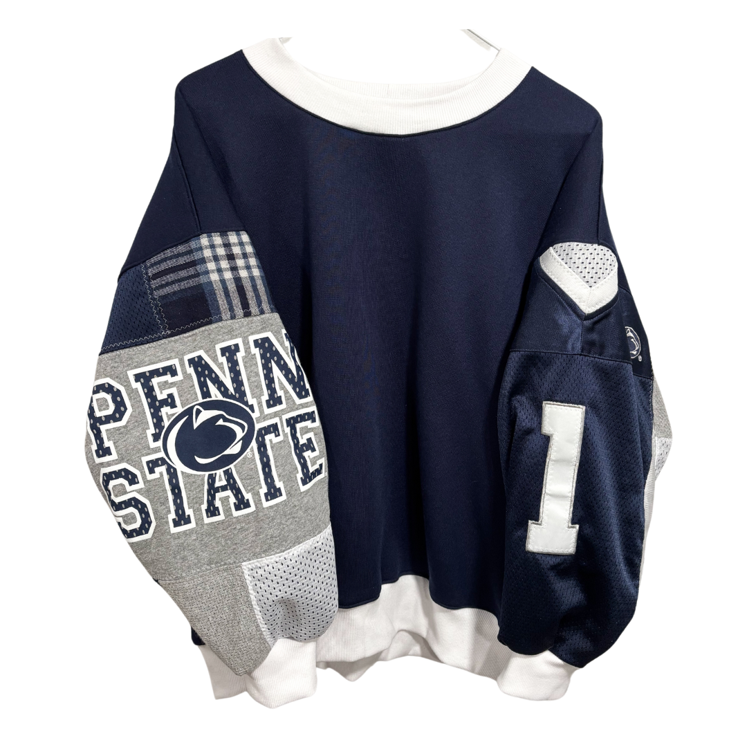 Penn State Reworked Jersey Patchwork Sweatshirt