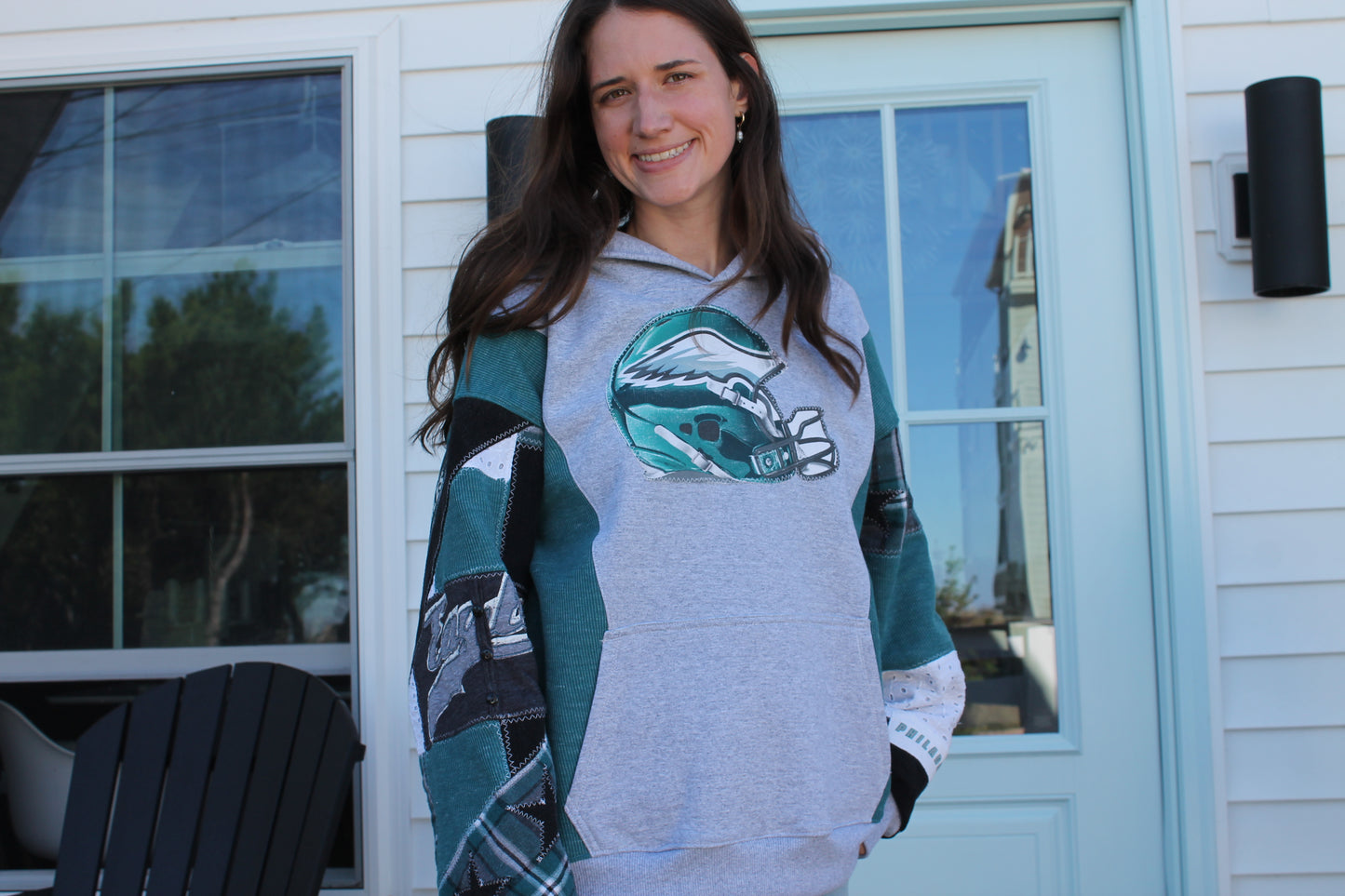 Eagles Helmet Patchwork Hoodie