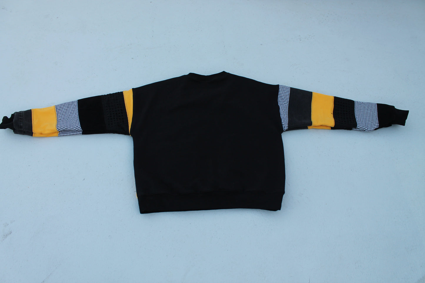 Pittsburgh Steelers Gingham & Denim Patchwork Crew Neck (Ready to wear/ 1 of 1)
