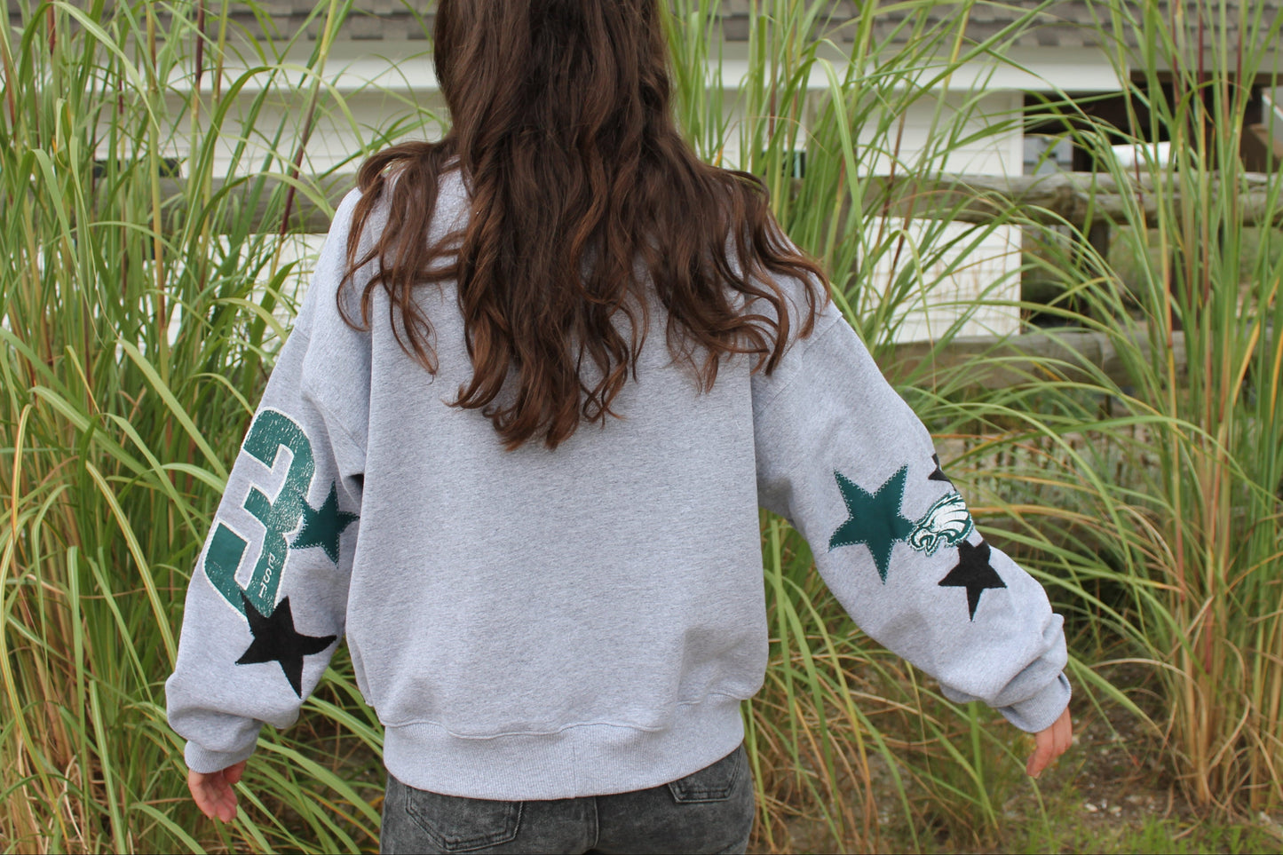 Midnight Green Eagles Patchwork Crew Neck