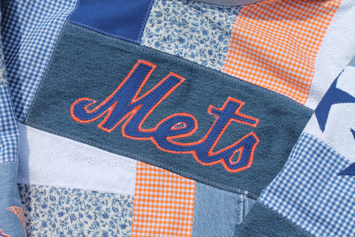Mets Gingham & Floral Patchwork Hoodie