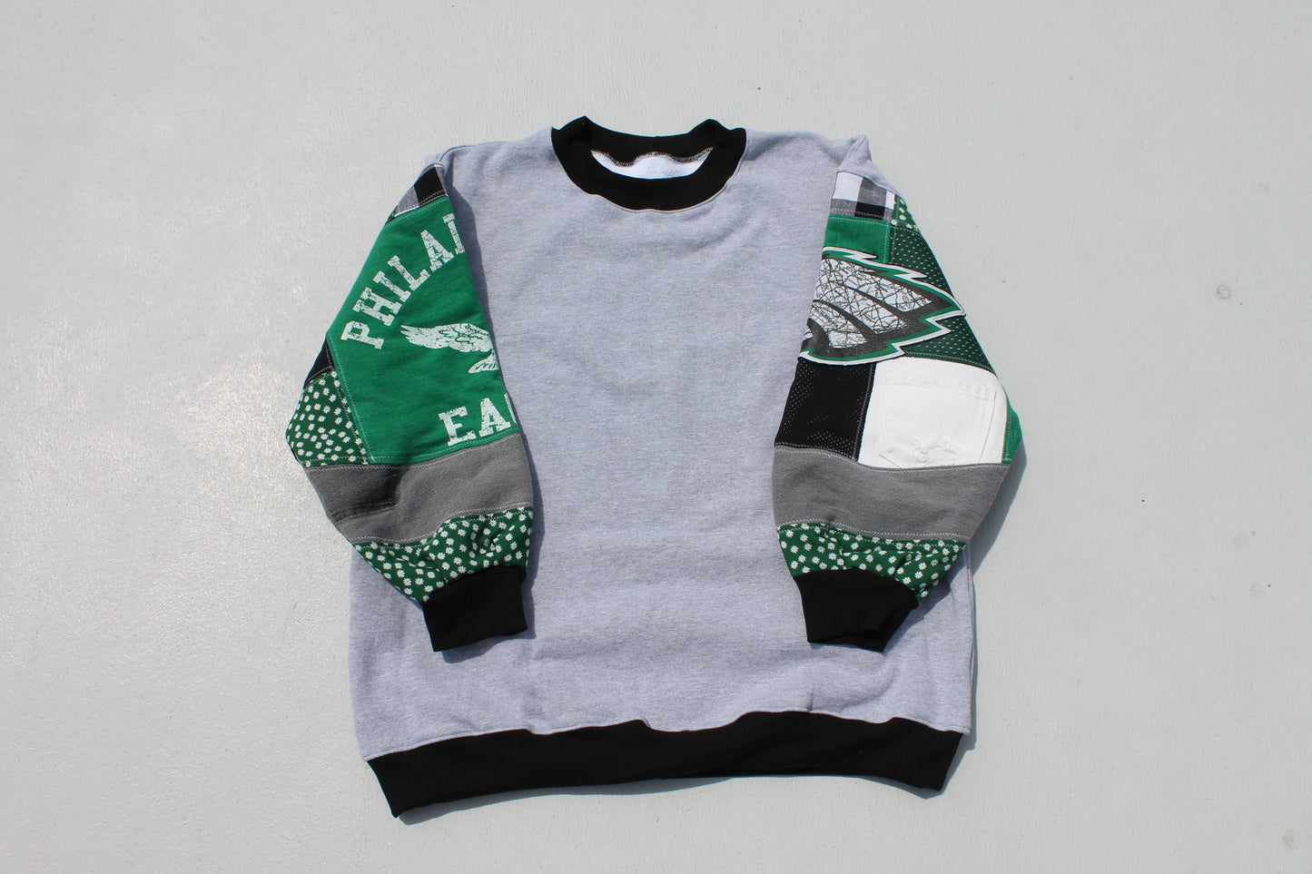 Eagles Kelly Green Patchwork Sleeve Crew Neck