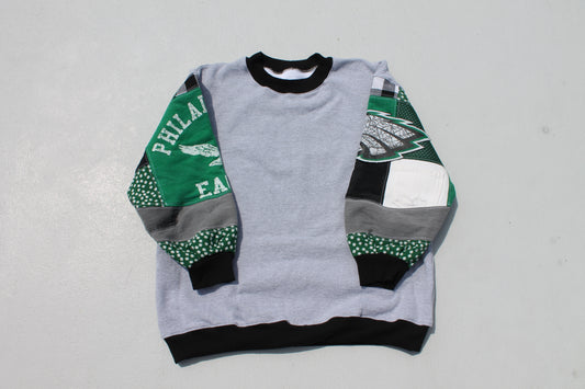 Eagles Kelly Green Patchwork Sleeve Crew Neck
