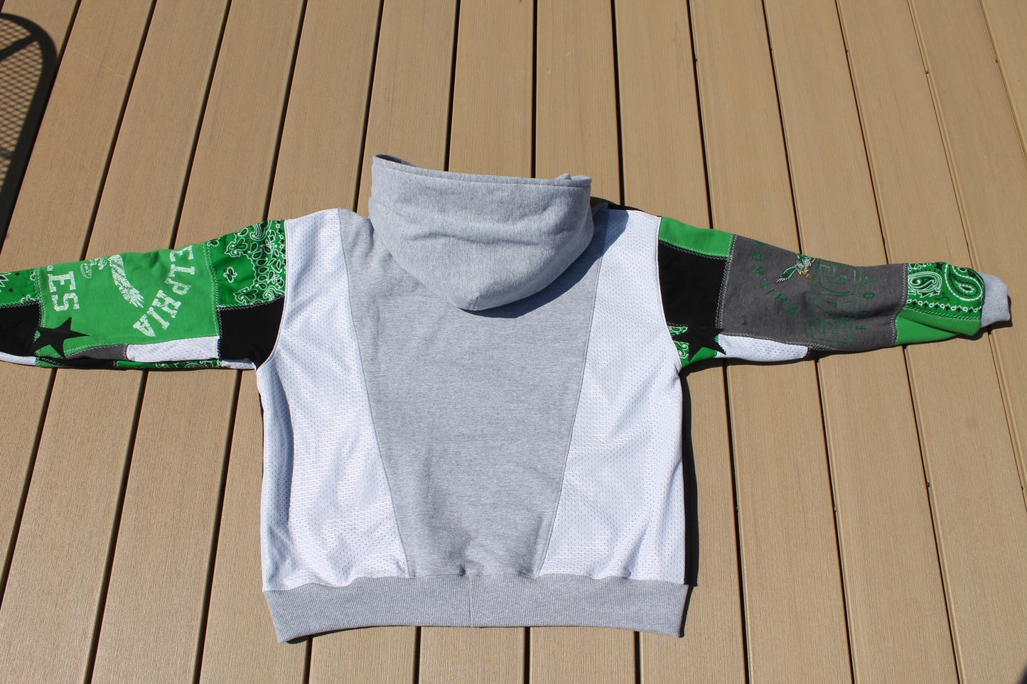 Kelly Green Eagles Patchwork Hoodie