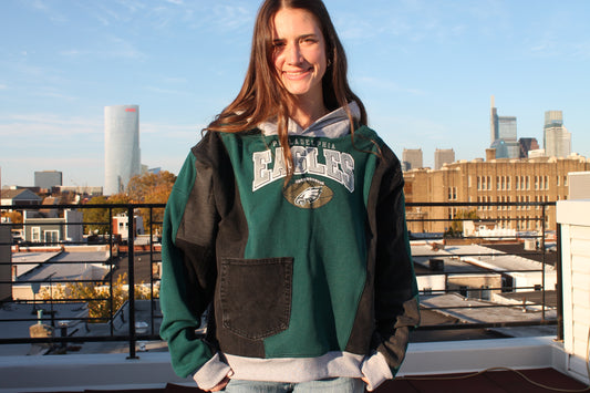 Reworked Vintage Eagles Denim Hoodie