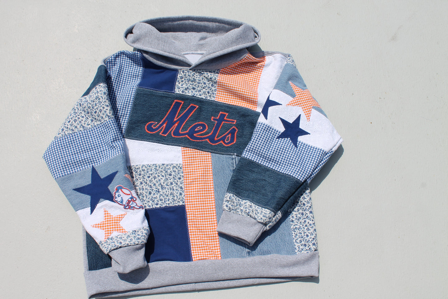 Mets Gingham & Floral Patchwork Hoodie