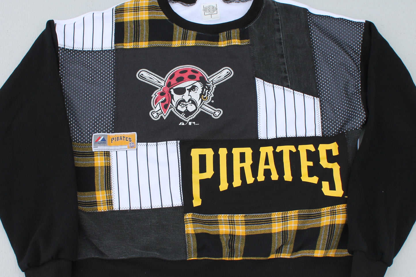 Pirates Plaid x Denim Patchwork Crew Neck