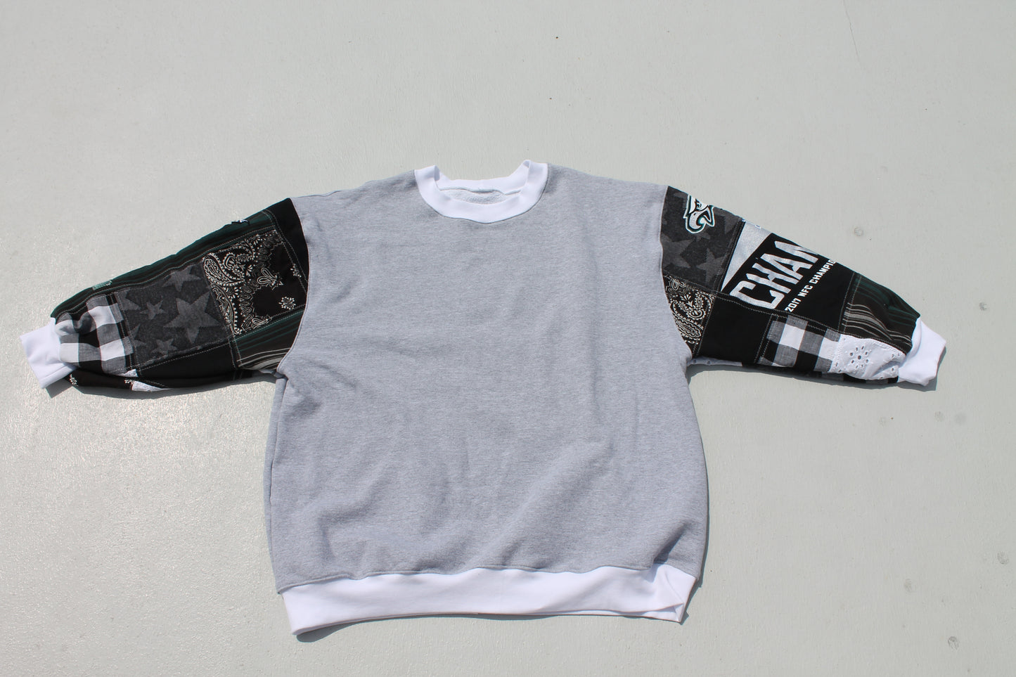 Eagles Patchwork Sleeve Crew Neck