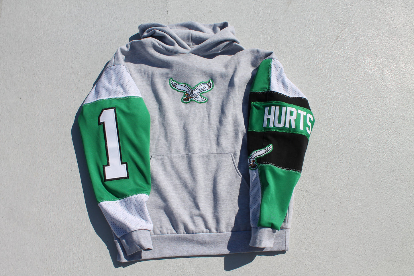 Eagles Hurts Jersey Patchwork Hoodie