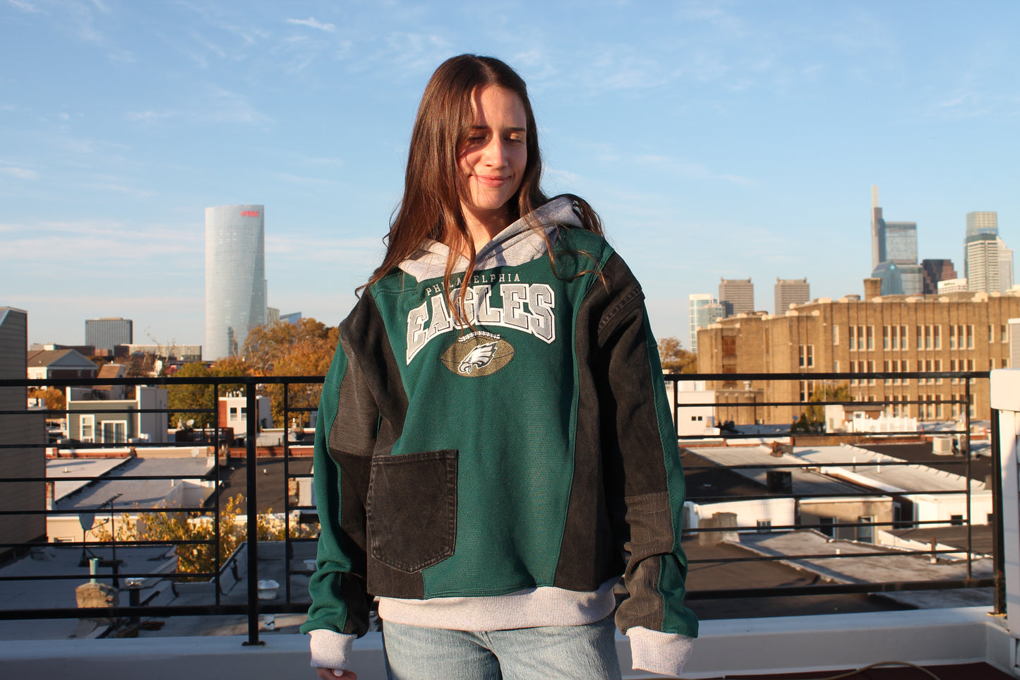 Reworked Vintage Eagles Denim Hoodie