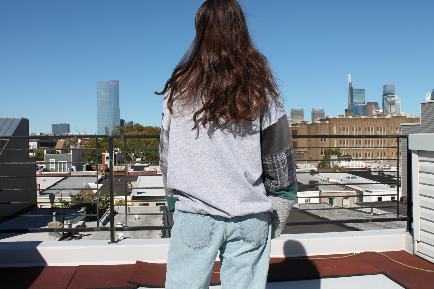 Eagles Plaid Patchwork Crew Neck