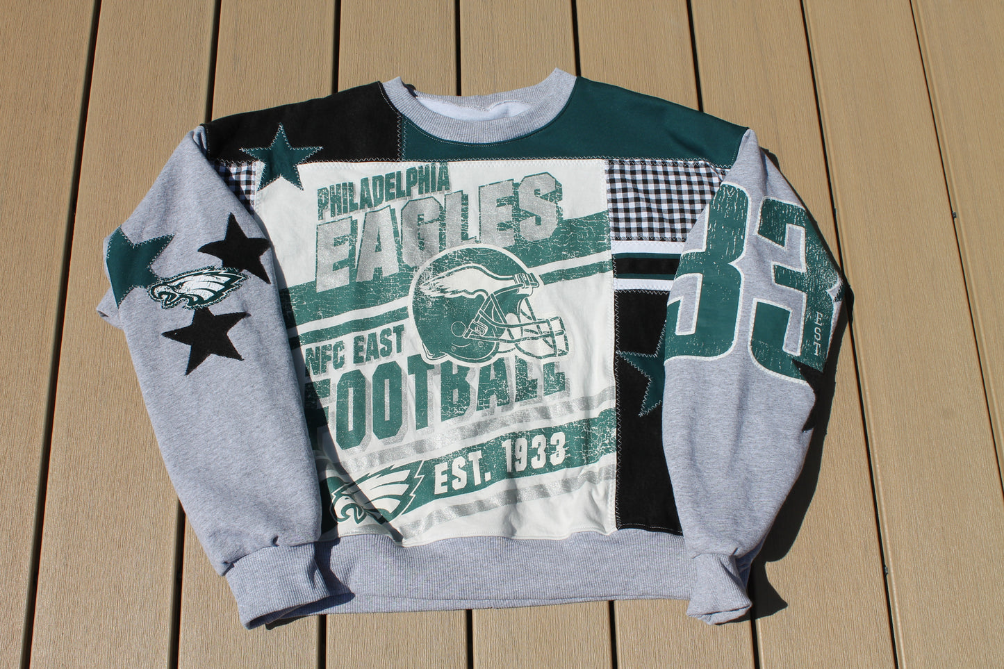Midnight Green Eagles Patchwork Crew Neck