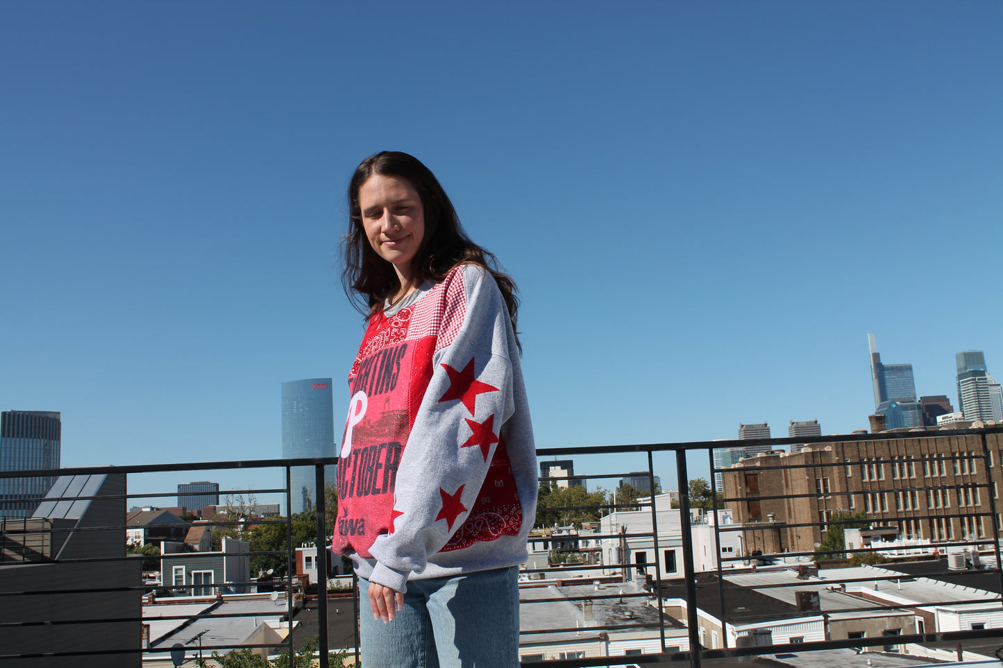 Phillies rally towel patchwork sweatshirt
