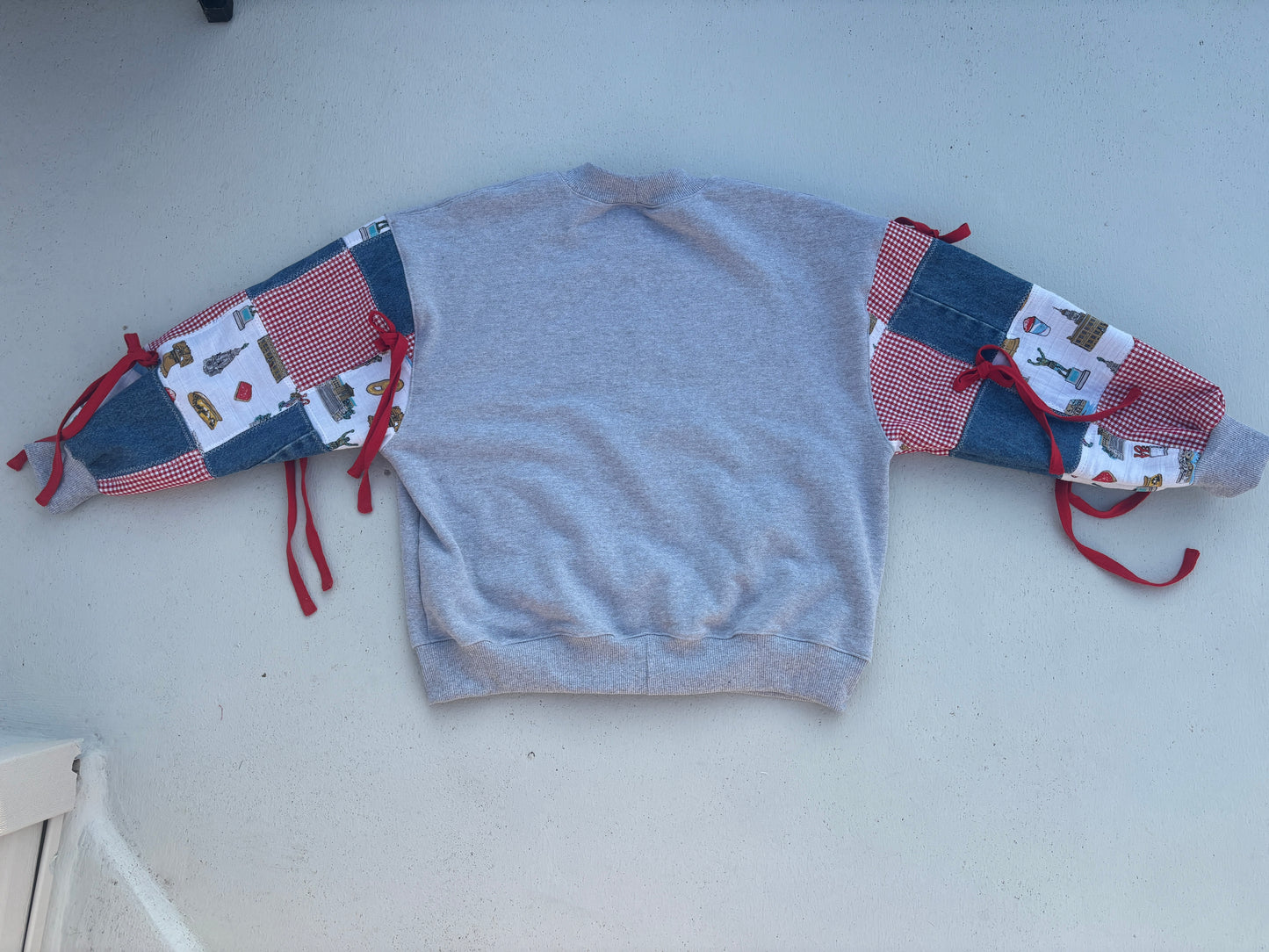 Gingham + Philly Icons Patchwork Bow Crew Neck