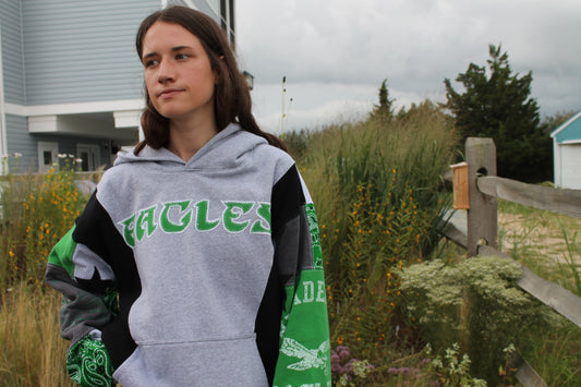 Kelly Green Eagles Patchwork Hoodie