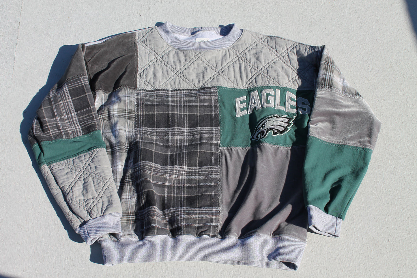Eagles Plaid Patchwork Crew Neck
