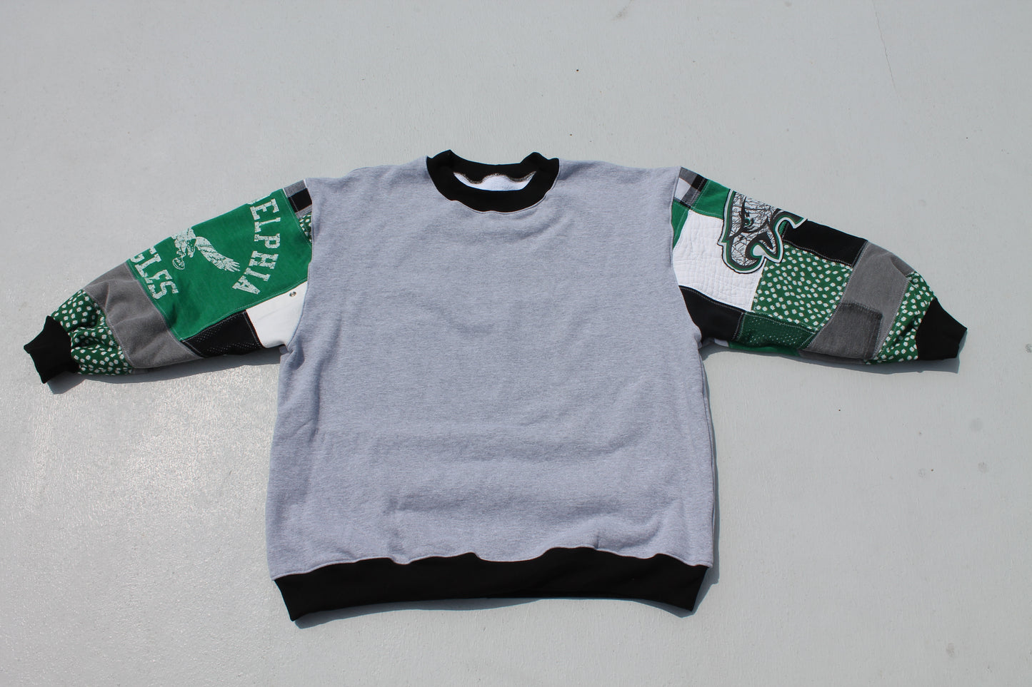 Eagles Kelly Green Patchwork Sleeve Crew Neck