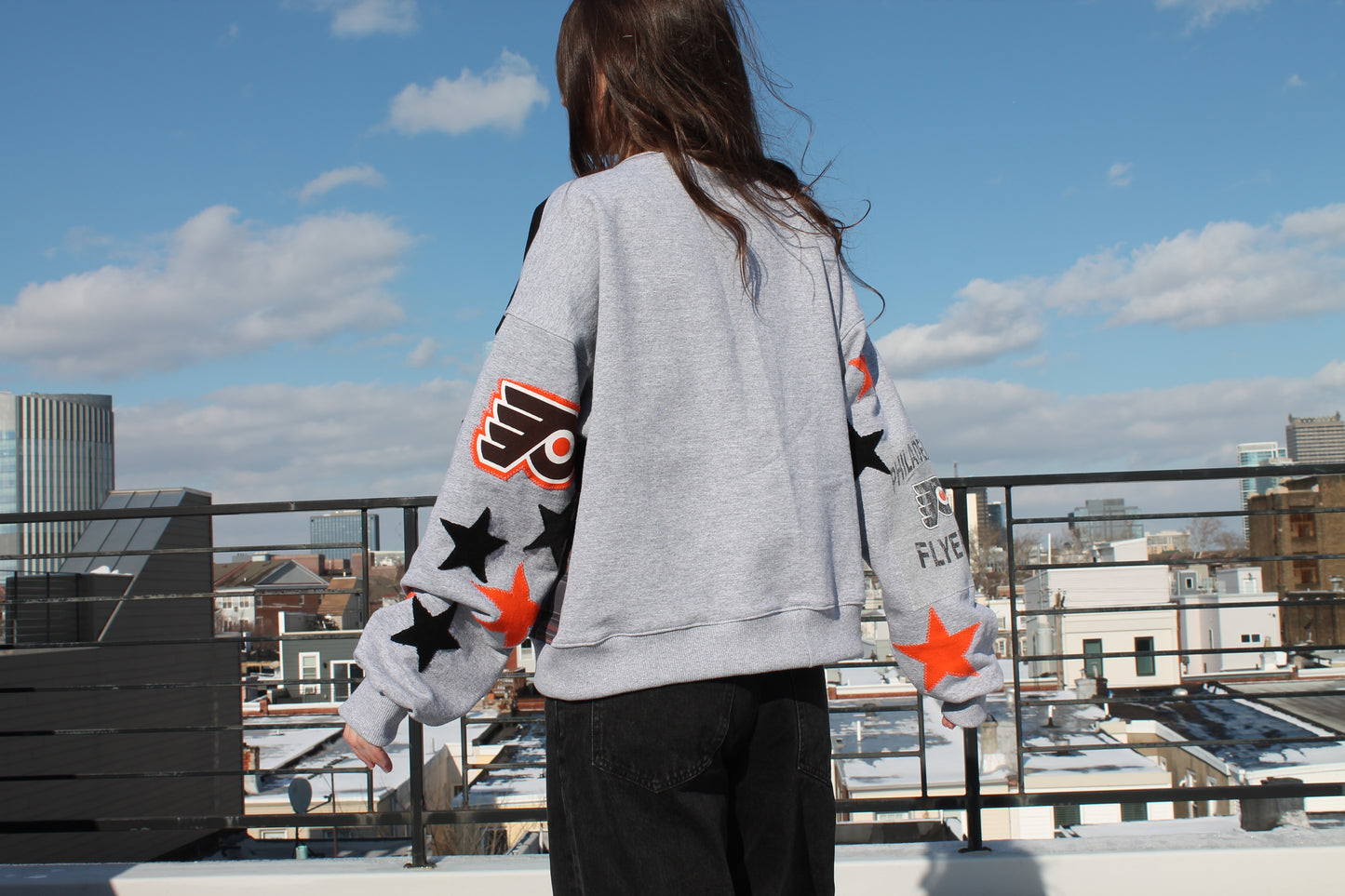 Flyers Gray + Flannel Patchwork Crew Neck