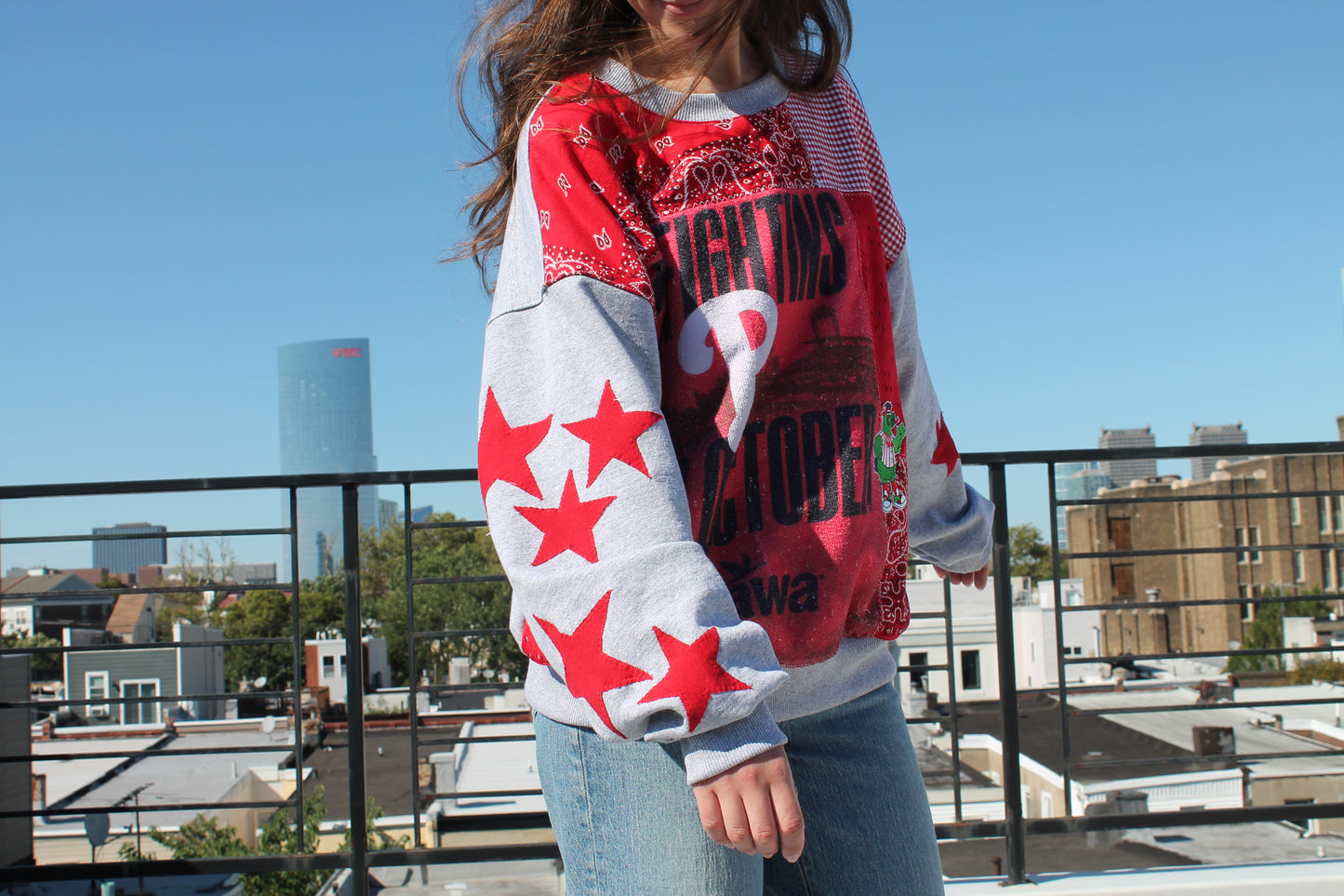 Phillies rally towel patchwork sweatshirt