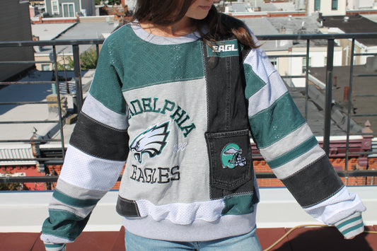 Eagles Midnight Green Patchwork Crew Neck
