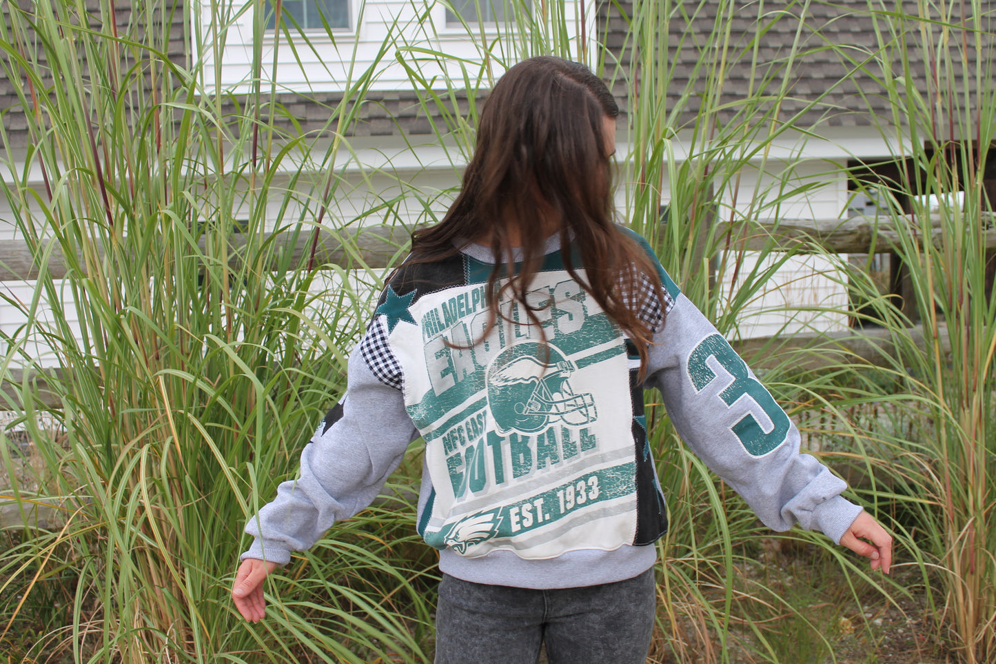 Midnight Green Eagles Patchwork Crew Neck