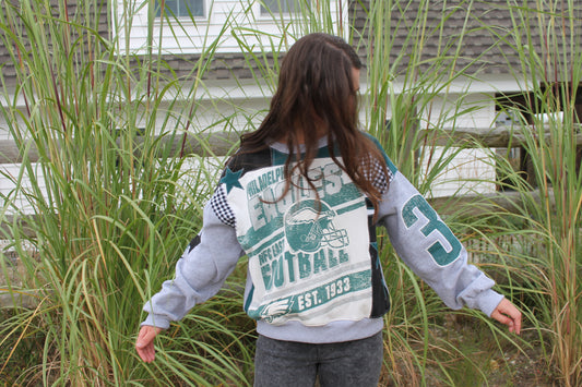 Midnight Green Eagles Patchwork Crew Neck