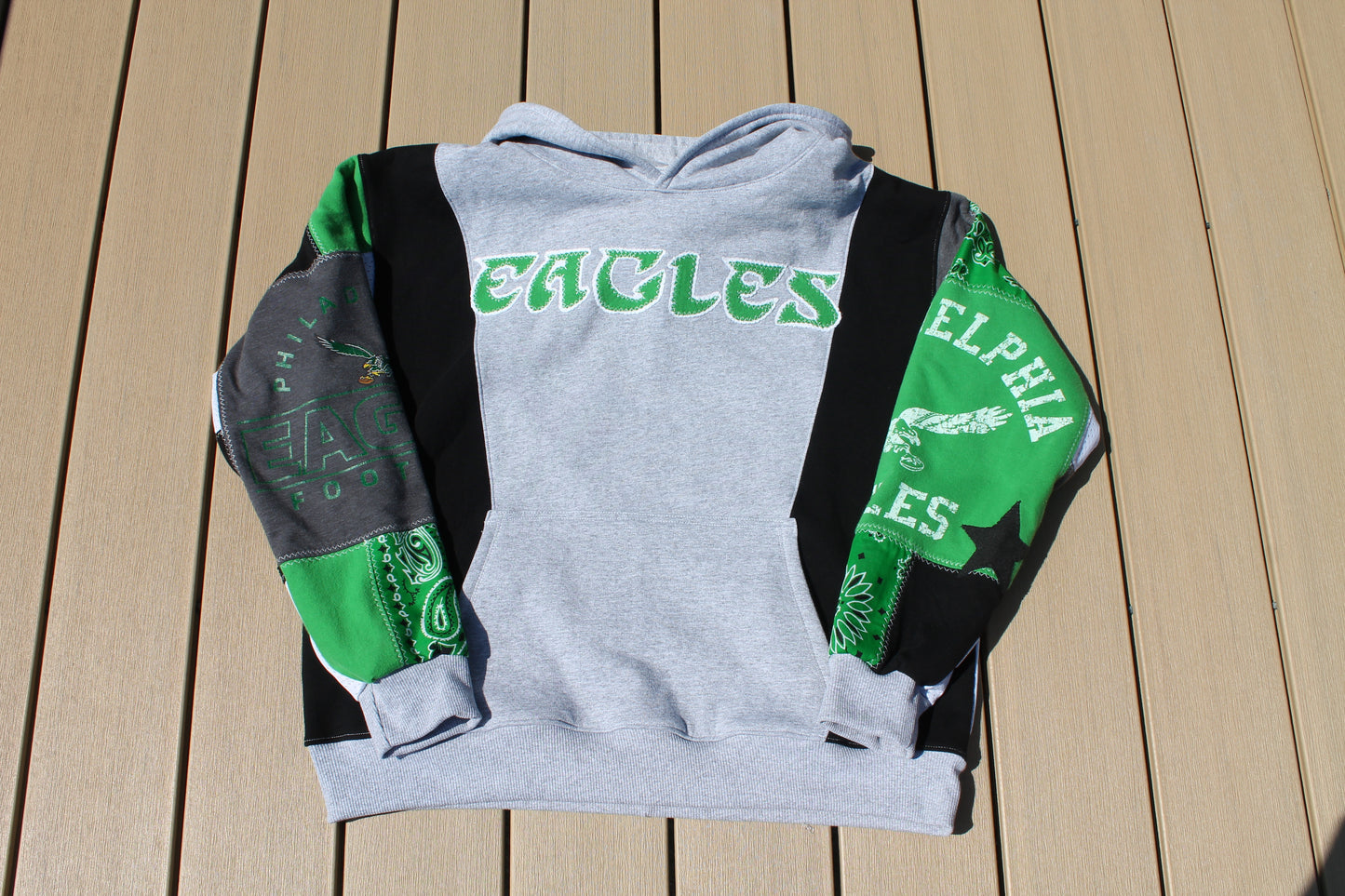 Kelly Green Eagles Patchwork Hoodie
