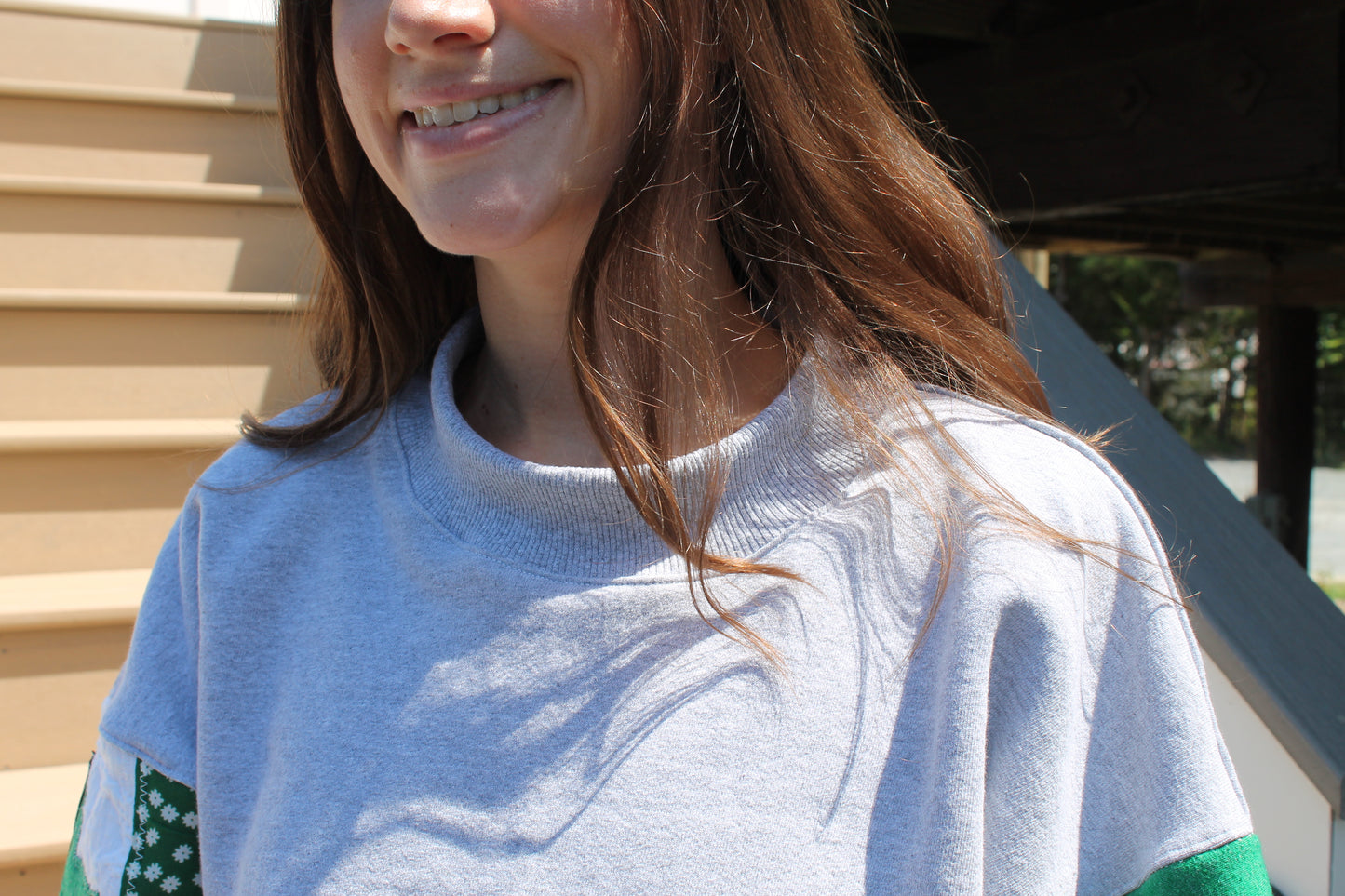 Eagles Kelly Green Mock Neck Patchwork Sweatshirt