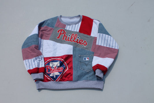 Phillies Flag Patchwork Crew Neck Sweatshirt