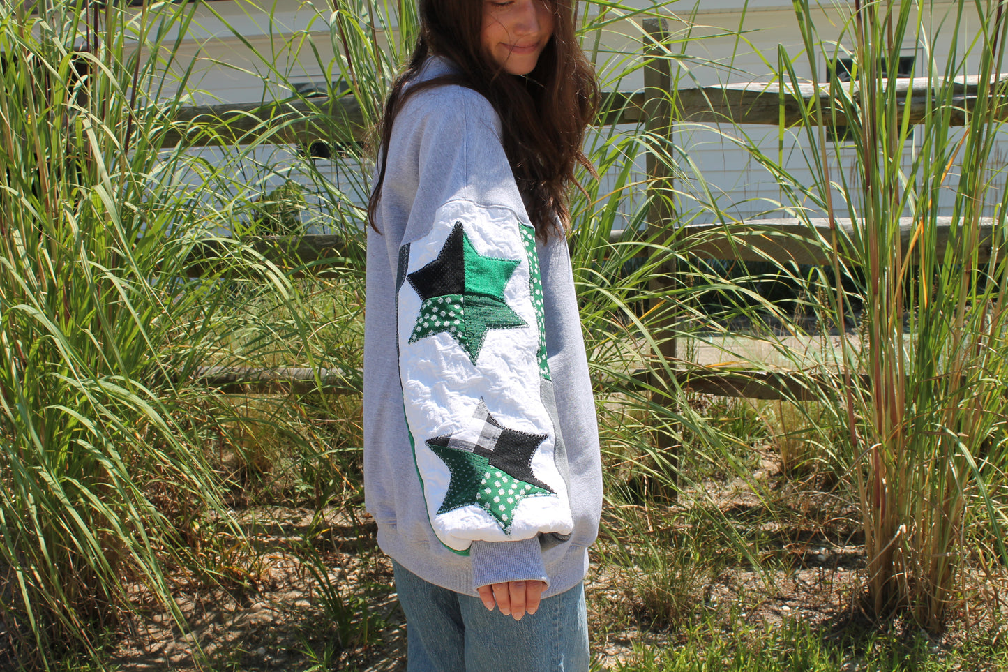 Eagles Kelly Green Mock Neck Patchwork Sweatshirt