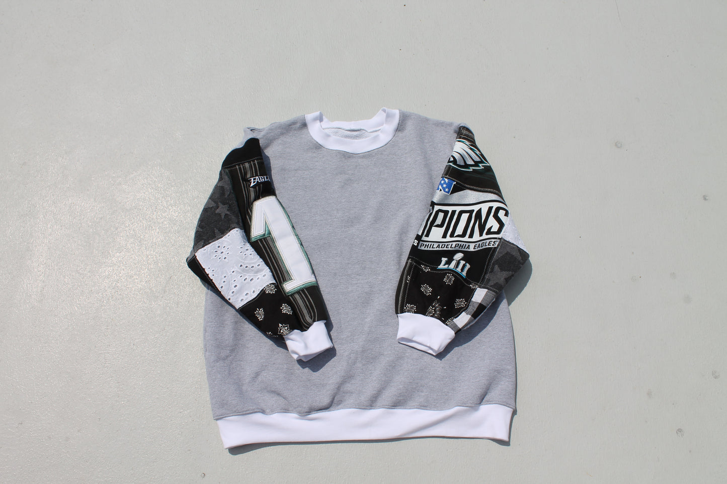 Eagles Patchwork Sleeve Crew Neck