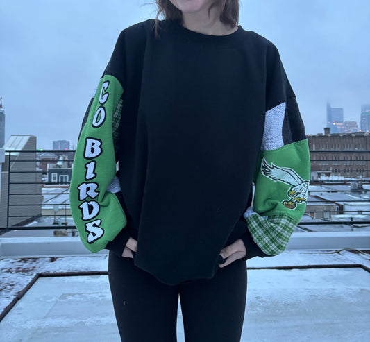 Go Birds Kelly Green Patchwork Sweatshirt