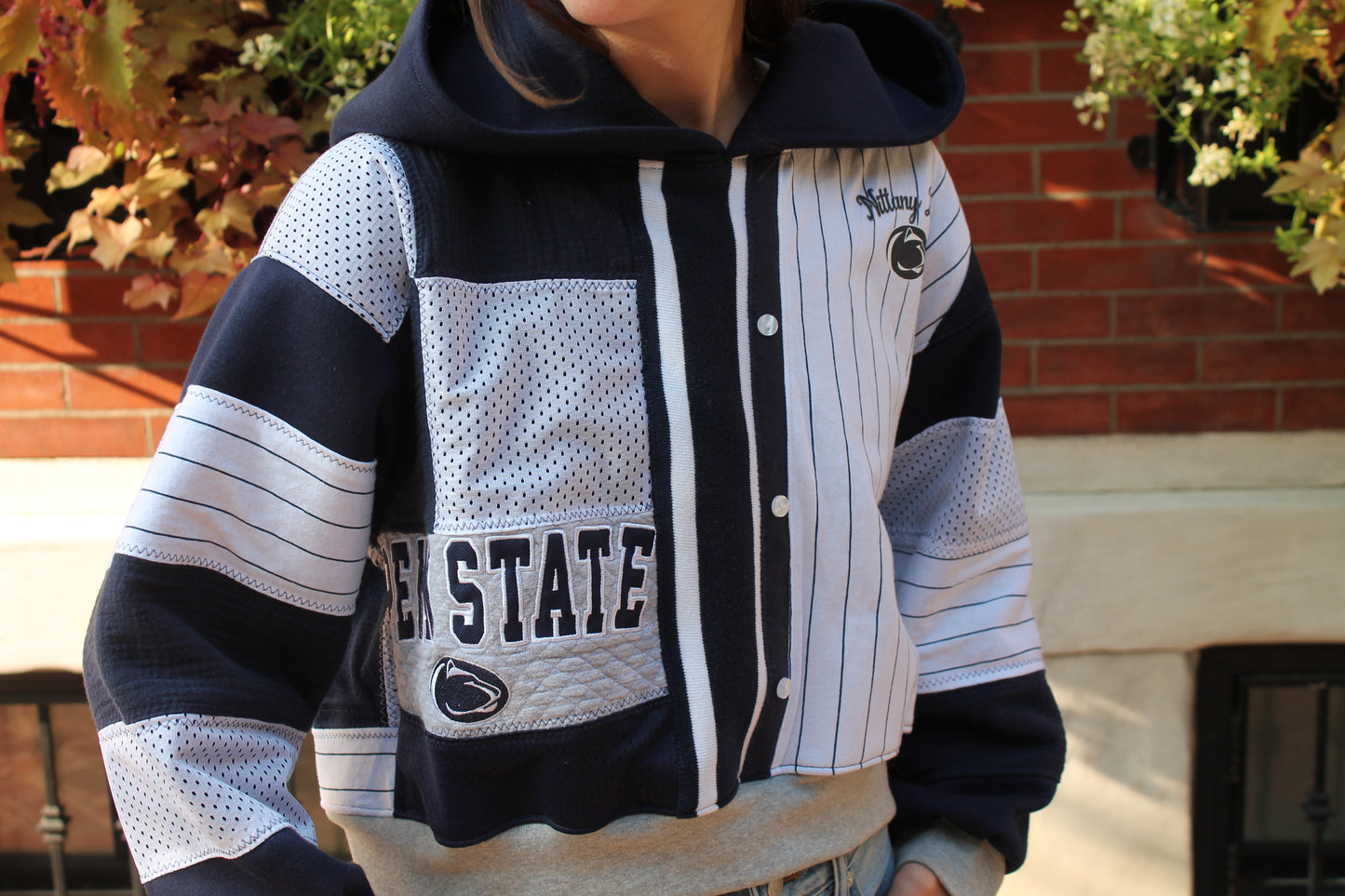 Penn State Patchwork Cropped Hoodie