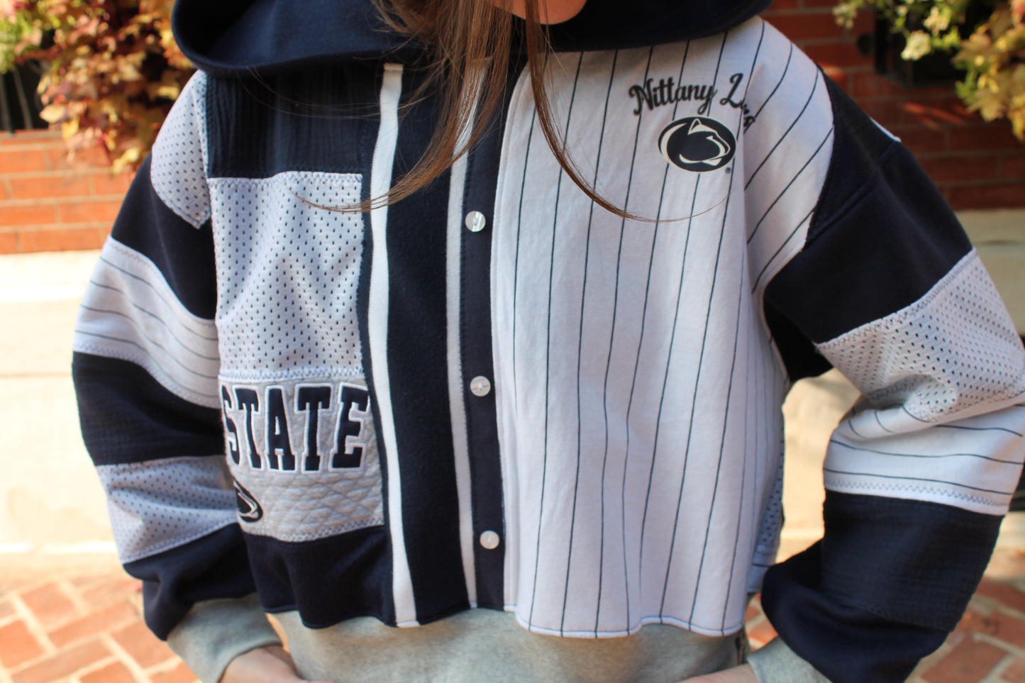Penn State Patchwork Cropped Hoodie