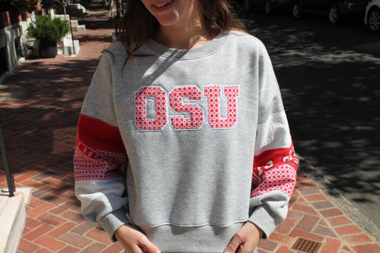 Ready to Ship OSU Patchwork Crew Neck