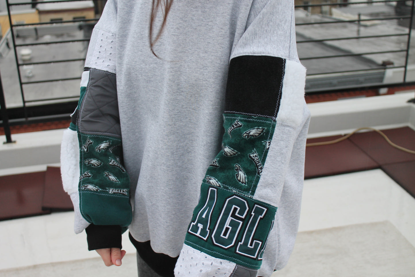 Eagles Sherpa Patchwork Sweatshirt!