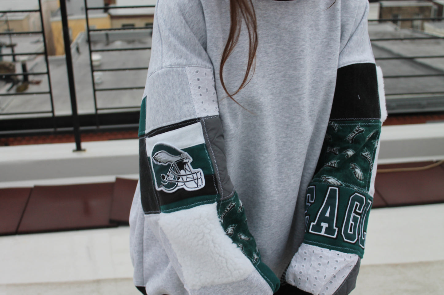 Eagles Sherpa Patchwork Sweatshirt!