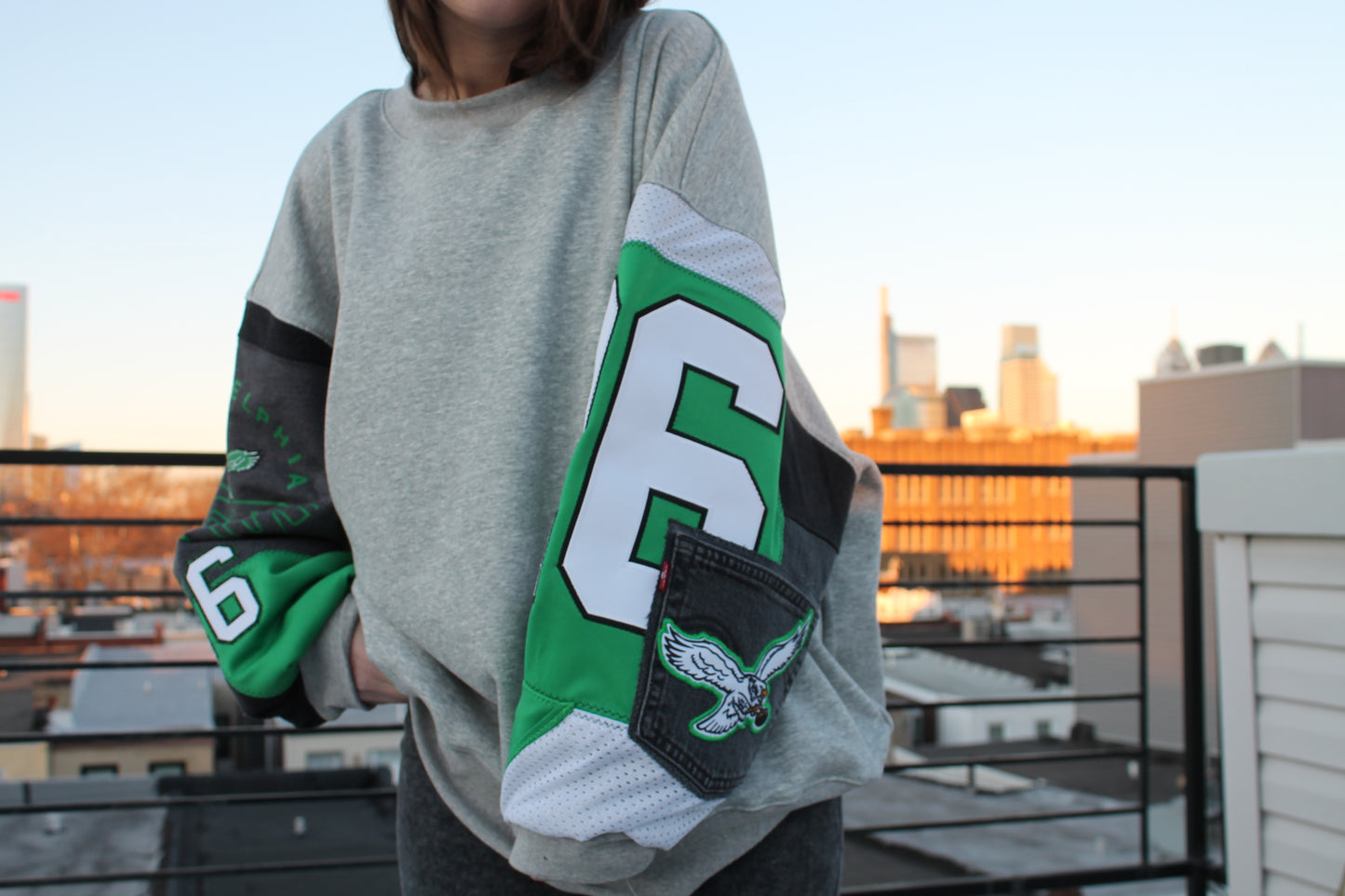 Eagles Jersey Patchwork Sweatshirt